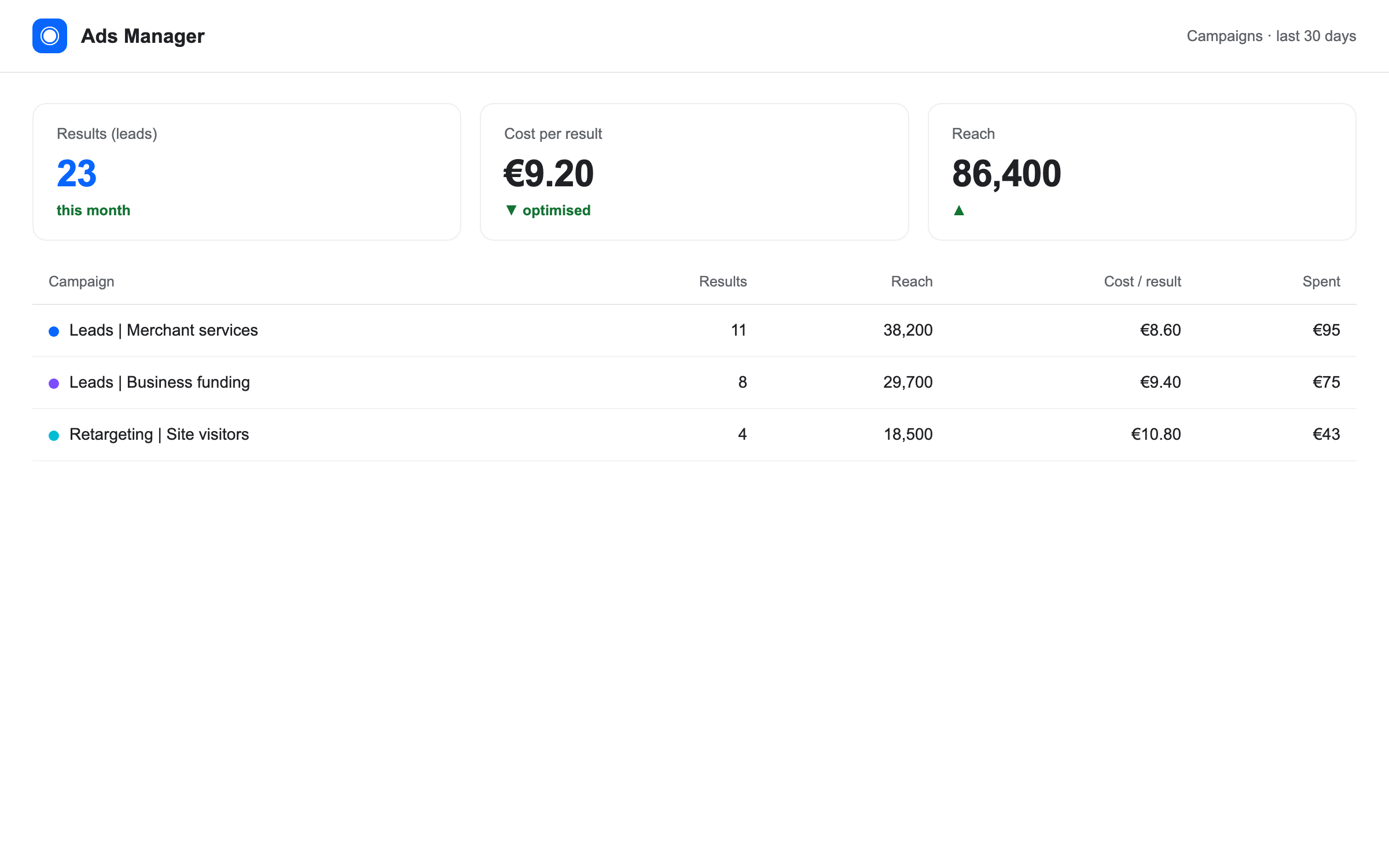 Meta Ads lead campaign performance